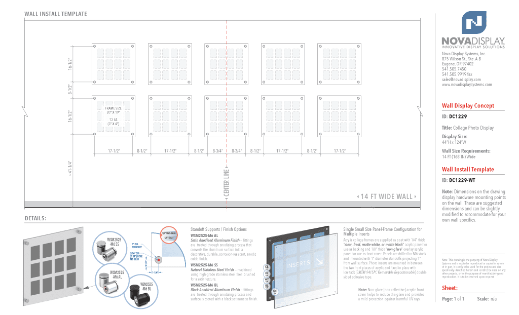 DC1229 WALL-TEMPLATE Collage Photo Wall Display Concept with Frameless Acrylic Frames