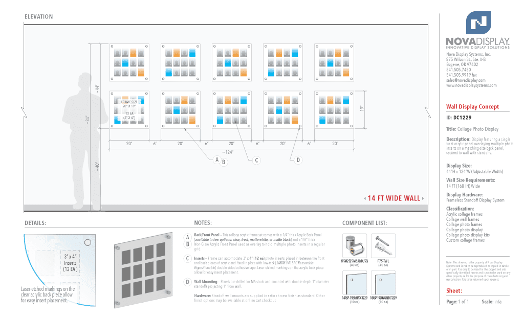 DC1229 Collage Photo Wall Display Concept with Frameless Acrylic Frames