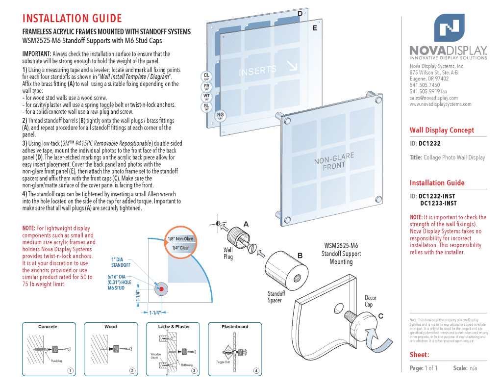 DC1232 INSTALL-GUIDE Collage Art/Photo Wall Display Concept for 8x8 Inserts