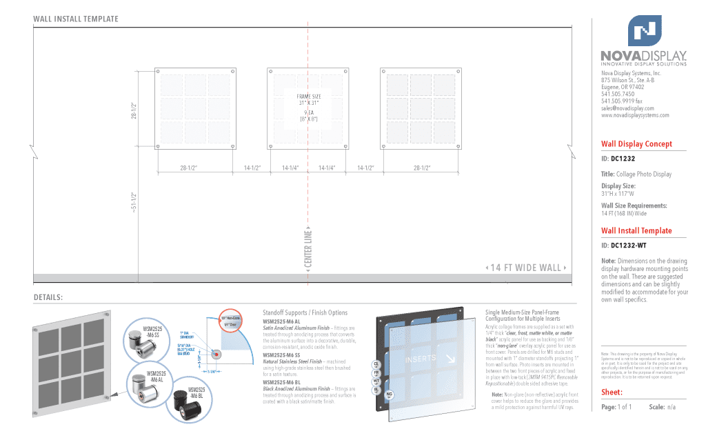 DC1232 WALL-TEMPLATE Collage Art/Photo Wall Display Concept for 8x8 Inserts