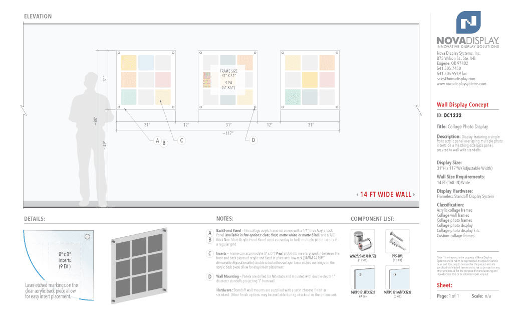 DC1232 Collage Art/Photo Wall Display Concept for 8x8 Inserts