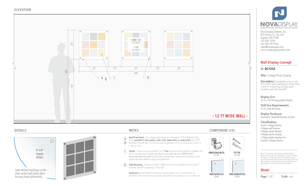 DC1233 Collage Art/Photo Wall Display Concept for 6x6 Inserts