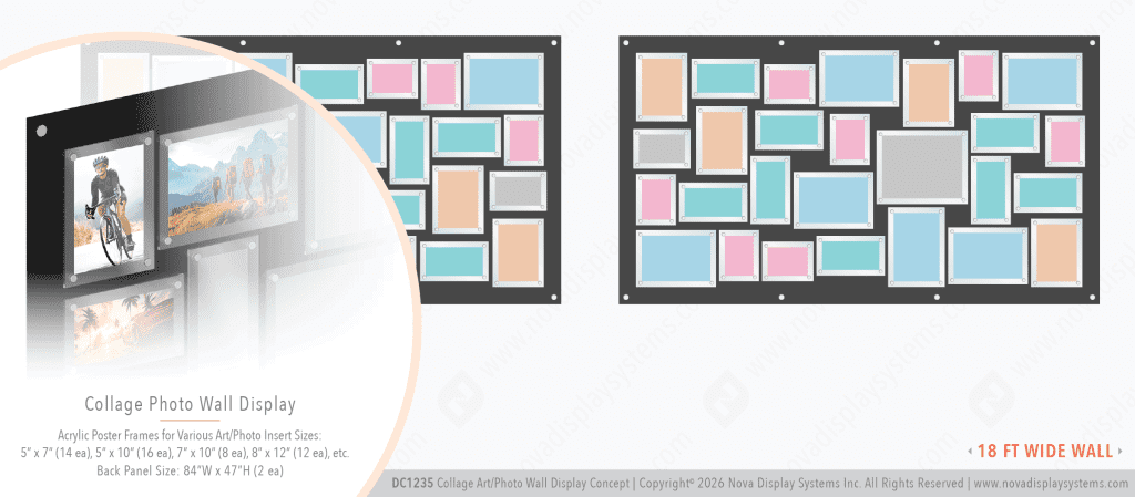 DC1235 Collage Art/Photo Wall Display Concept with Frameless Acrylic Frames