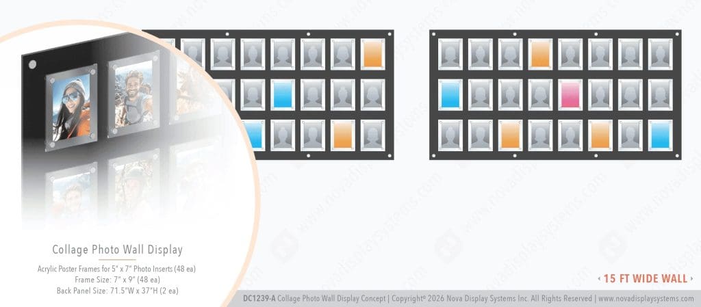 DC1239-A Collage Photo Wall Display Concept with Frameless Acrylic Frames
